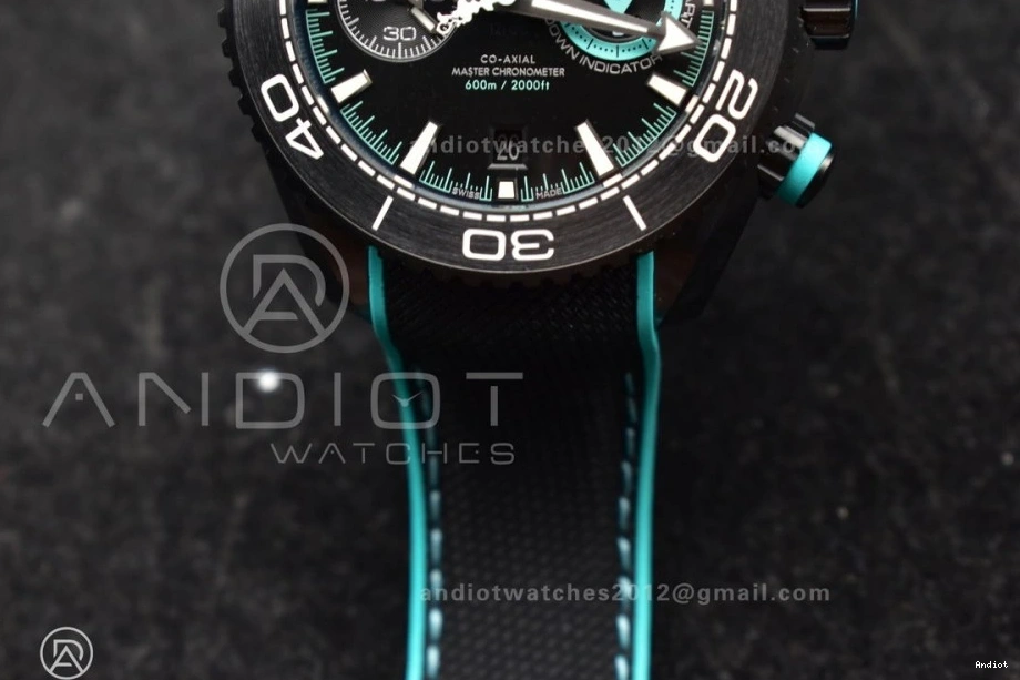 Planet Master Rubber on Black A9900 Black M+SF Ocean Deep Chrono Edition Black Dial Strap 1:1 Ceramic Best 1224